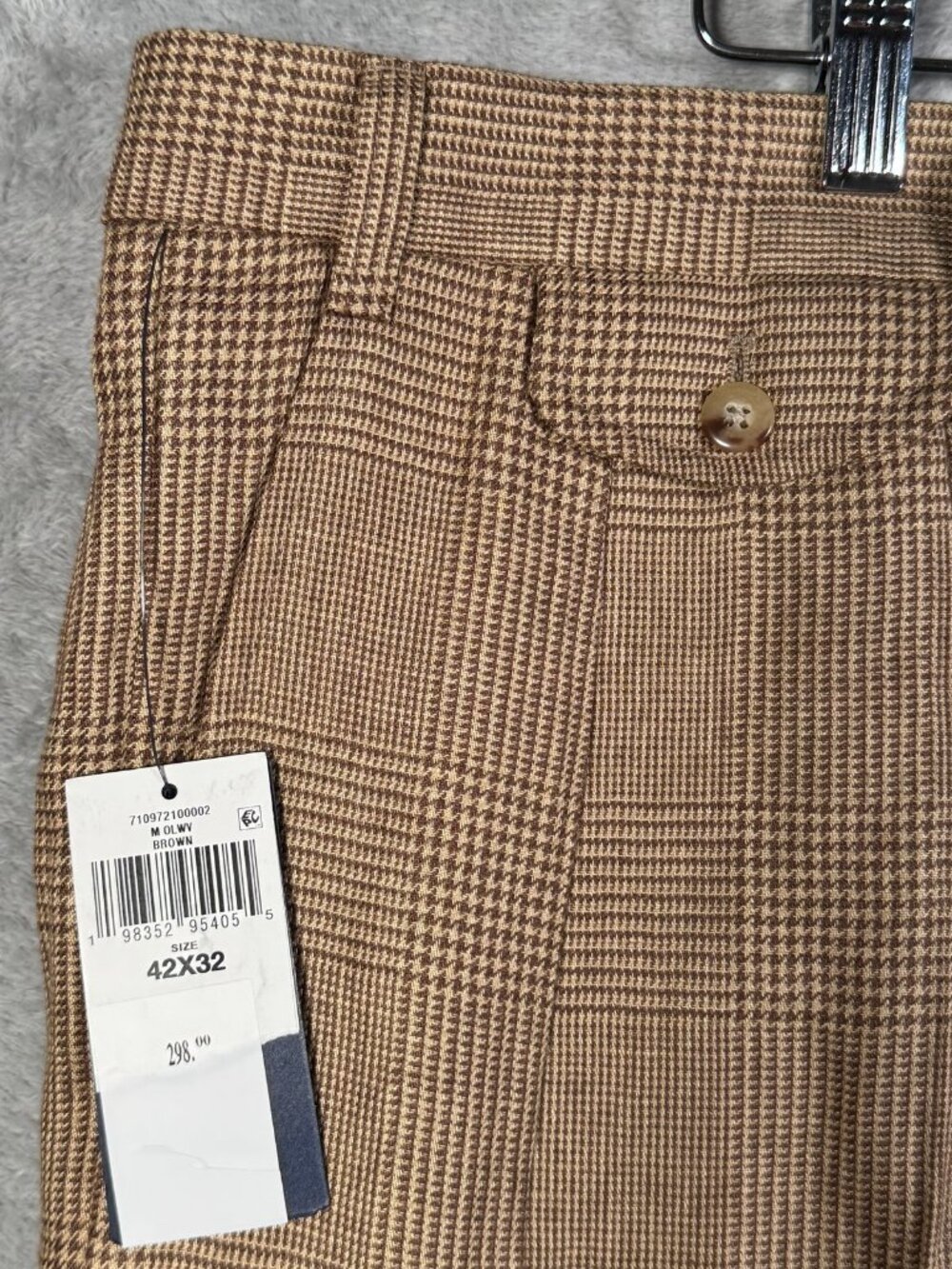 Polo Ralph Lauren Pants Mens 42x32 Brown Whitman Glen Plaid Relaxed Fit $298